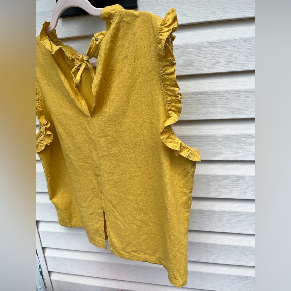 TOIT VOLANT SASHA RUFFLE LADIES YELLOW BLOUSE-L -RARE! - Picture 8 of 9